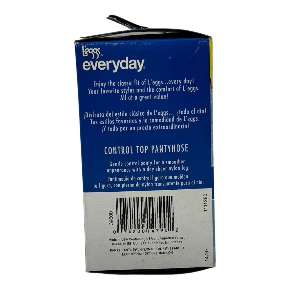 4 Pair‎ Leggs Everyday Control Top Sheer Toe Pantyhose Off Black